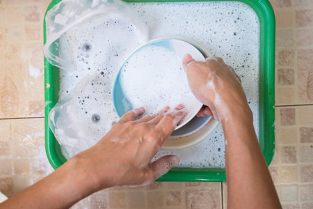 Washing hands with soap and water. Hygiene conceptの写真素材