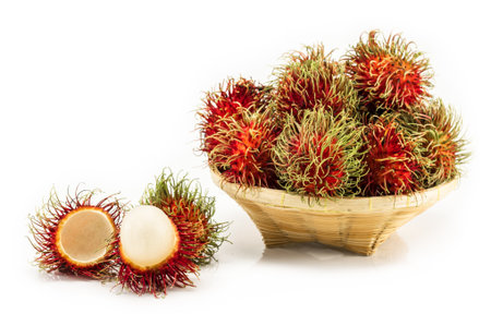 Rambutan isolate on white backgroundの写真素材