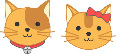 cartoon animals, cute male and female catsのイラスト素材