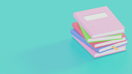 3d illustration of colorful booksの写真素材
