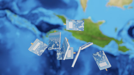 3d illustration of colorful booksの写真素材