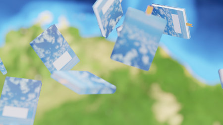 3d illustration of colorful booksの写真素材