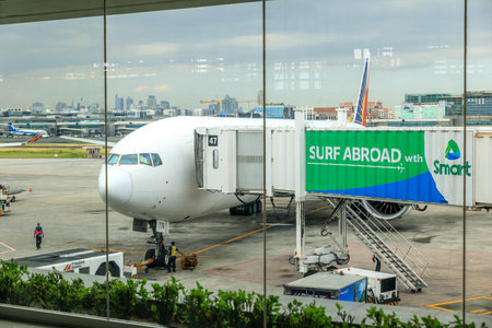 Apr 5, 2017 NAIA Airport Terminal 2, Manila, Philippinesのeditorial素材
