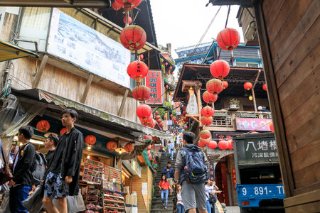 May 25, 2017 The seaside mountain town scenery in Jioufen, Taiwan - Tour Destinationのeditorial素材