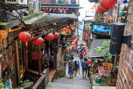 May 25, 2017 The seaside mountain town scenery in Jioufen, Taiwan - Tour Destinationのeditorial素材
