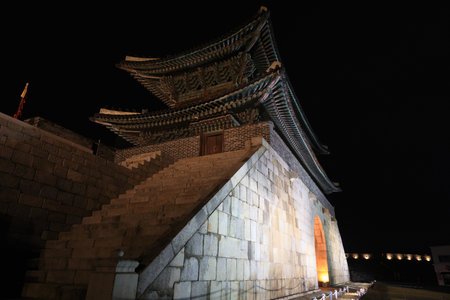 Hwaseong Fortress, Traditional Architecture of Korea in Suwon, South Korea - historical landmarkの写真素材