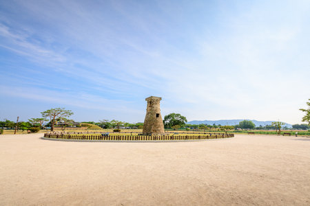 Cheomseongdae in Gyeongju, South Korea. Cheomseongdae is the oldest surviving astronomical observatory in East Asia - Tour Destinationの写真素材