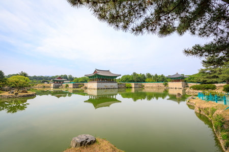 Jun 22, 2017 Donggung Palace and Wolji Pond in Gyeongju, South Korea - famous tourist destinationのeditorial素材