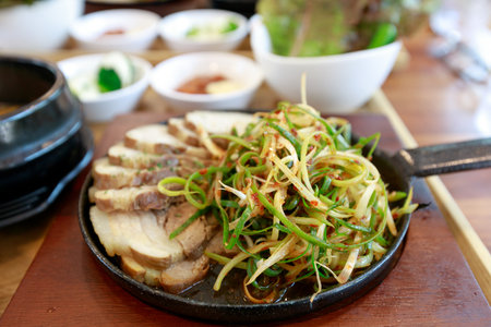 Boiled pork with salad, Bossamの写真素材