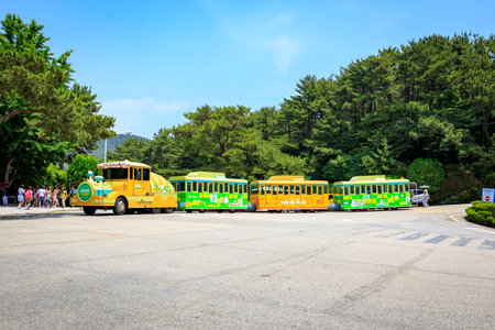 Jun 21, 2017 Danubi train for sightseeing at Taejongdae park in Busan, Korea13のeditorial素材