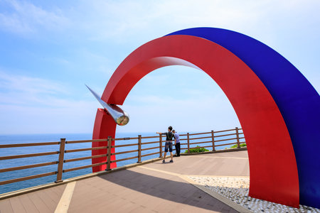 Jun 21, 2017 Yeongdo Lighthouse at Taejongdae park, Busan, South Koreaのeditorial素材