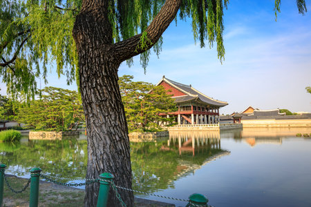 Gyeongbokgung Palace in Seoul, South Korea at summer seasonのeditorial素材