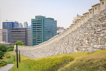 Jun 20 2017 Hanyangdoseong, a fortress wall in Namsan park, Seoul city, South Koreaのeditorial素材
