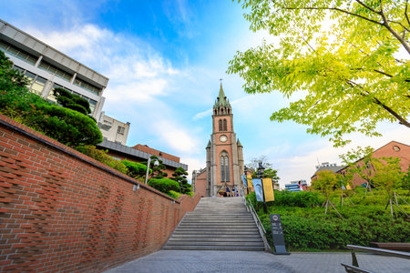 Myeongdong Cathedral on Jun 18, 2017 in Seoul city, South Korea - Landmarkのeditorial素材
