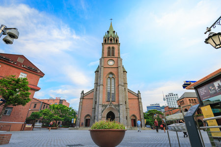 Myeongdong Cathedral on Jun 18, 2017 in Seoul city, South Korea - Landmarkのeditorial素材