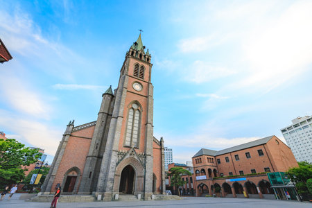 Myeongdong Cathedral on Jun 18, 2017 in Seoul city, South Korea - Landmarkのeditorial素材