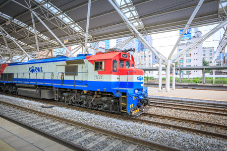 Jun 20, 2017 Korail train at the Seoul station in South Korea - tourのeditorial素材