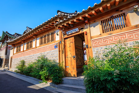 Korean traditional house, Bukchon Hanok Village on Jun 19, 2017 in Seoul city, South Koreaのeditorial素材