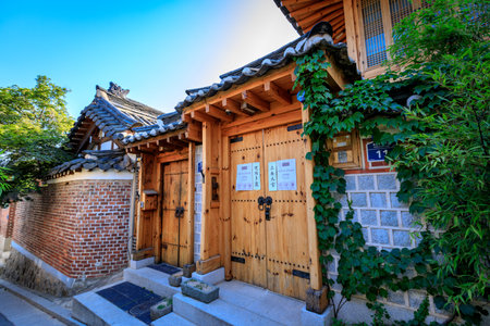 Korean traditional house, Bukchon Hanok Village on Jun 19, 2017 in Seoul city, South Koreaのeditorial素材