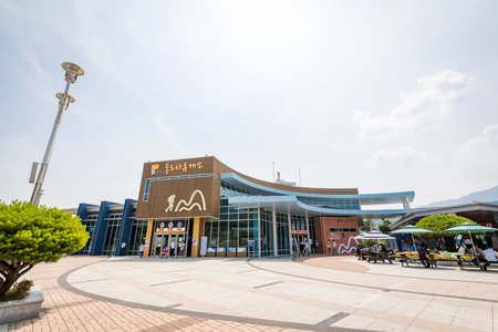 Highway Rest Area building of Tongdosa on Jun 23, 2017 in Yangsan, Koreaのeditorial素材