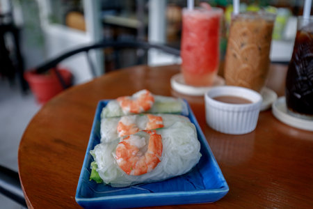 Vietnamese Shrimp spring rolls cuisineの写真素材