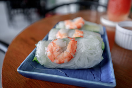 Vietnamese Shrimp spring rolls cuisineの写真素材