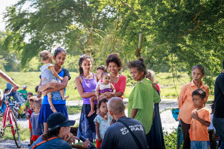Portrait of unidentified Aeta tribe people on Aug 27, 2017 in Santa Juliana, Capas, Central Luzon, Philippines. the people suffer of poverty due to the bad economy, political issue.のeditorial素材