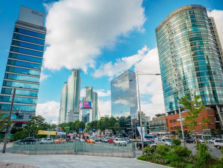 Modern Office Buildings on Sep 1, 2017 in the Gangnam District in Seoul city, Korea
