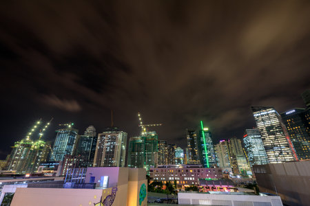 BGC, Bonifacio global city skyscrapers(financial district) at night on oct 10, 2017 in Metro Manila,...