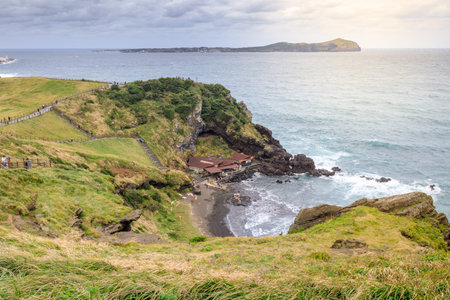 Seongsan Ilchulbong, also called Sunrise Peak and which is a World Heritage Site on October 4, 2017 in Jeju island, South Koreaのeditorial素材