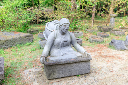 Stone sculpture at Harlem Park, which is one of the most popular tourist spots on Oct 5, 2017 on Jeju Island, South Koreaのeditorial素材