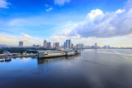 City Skyline of Manila Harbor on Nov 21, 2017 at port of Metro Manila, Philippineseのeditorial素材