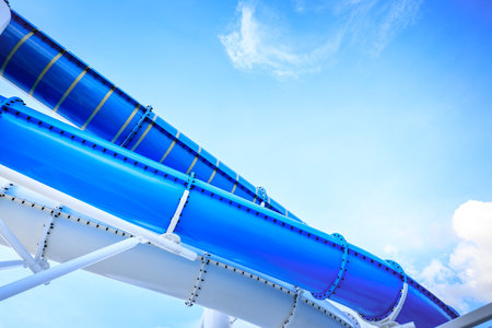 View of Waterslide park of Dream Cruises sailing away from Hong Kong on Nov 21, 2017 at port of Manila, Philippinesのeditorial素材