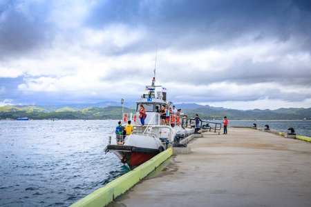 Ship at Caticlan jetty port on Nov 17, 2017 in the Philippines.のeditorial素材