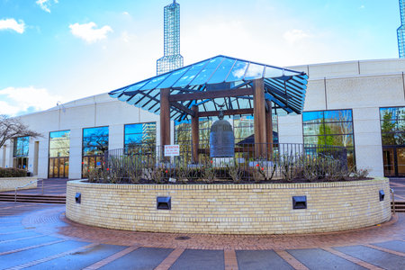 Portland, Oregon, United States - Dec 20, 2017 : Sapporo Friendship Bell, located outside the Oregon Convention Center in the Lloyd District.のeditorial素材