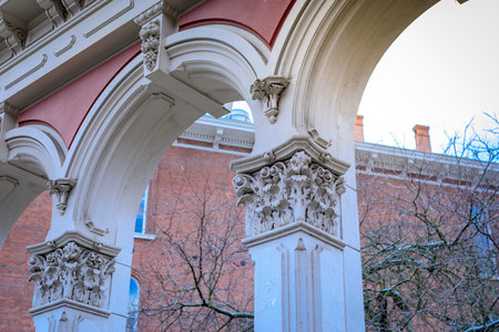 Portland, Oregon, United States: Baroque style public art at Skidmore Fountain park in Old Town...