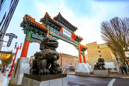 Portland, Oregon, United States - Dec 19, 2017 : Gate of Old Town Chinatown in Portland.のeditorial素材