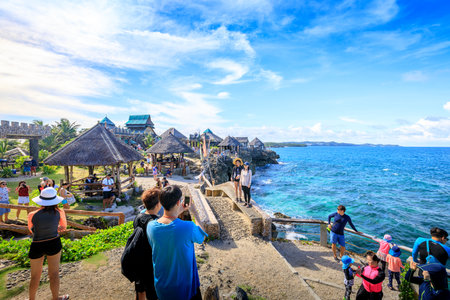Boracay, Philippines - Nov 19, 2017 : Tourist taking photo at Crystal Cove, which is a small island that attracts tourists island hopping near Boracay in the Philippinesのeditorial素材