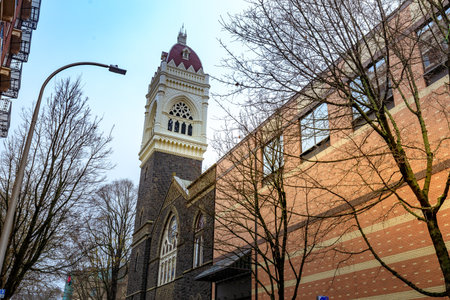 Portland, Oregon, United States - Dec 22, 2017 : View of first Congregational United Church of Christ in downtown Portlandのeditorial素材
