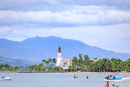SUBIC BAY, PHILIPPINES : JAN 28, 2018 - Subic Bay coast with lighthouseのeditorial素材