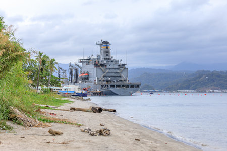 SUBIC BAY, PHILIPPINES : JAN 28, 2018 - USNS Joshua Humphreys (T-AO-188) fleet replenishment oiler of the United States Navy at the former US Naval Base in Subic Bayのeditorial素材