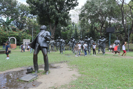 Manila, Philippines - Feb 4, 2018 : The Martyrdom of Dr. Jose Rizal large metal statues in Rizal Park, Manilaのeditorial素材