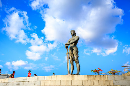 Manila, Philippines - Feb 4, 2018 : The Statue of the Sentinel of Freedom (Lapu Lapu Monument) in Rizal Park at the center of the Agrifina Circle, Manilaのeditorial素材