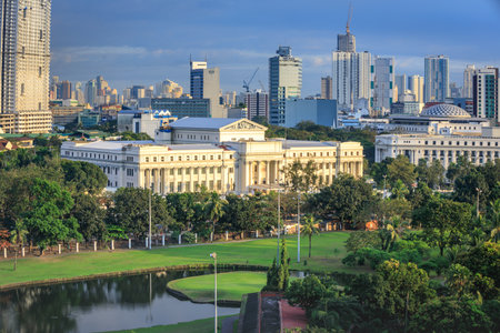 Manila, Philippines - Feb 4, 2018 : Scene of National Museum of Fine Arts of the Philippines with of Intramuros Golf Club near Rizal parkのeditorial素材