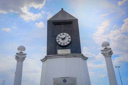 Manila, Philippines - Feb 4, 2018 : Centennial Clock structure in Manila, Philippines. The Centennial Clock is a small and modest attraction adjacent to Rizal Park and the Manila bay.のeditorial素材