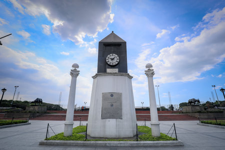 Manila, Philippines - Feb 4, 2018 : Centennial Clock structure in Manila, Philippines. The Centennial Clock is a small and modest attraction adjacent to Rizal Park and the Manila bay.のeditorial素材