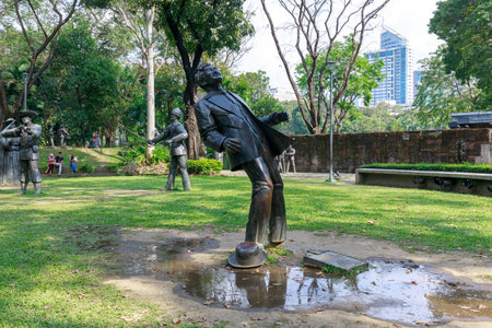Manila, Philippines - Feb 4, 2018 : The Martyrdom of Dr. Jose Rizal large metal statues in Rizal Park, Manilaのeditorial素材