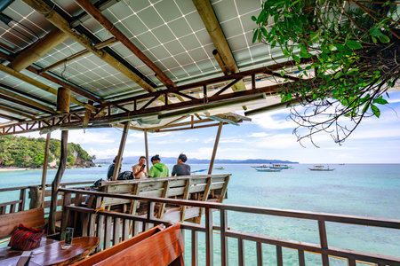 Boracay, Philippines - Nov 18, 2017 : Diniwid sea view in Boracay Island in the Philippine