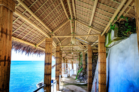 Boracay, Philippines - Nov 18, 2017 : View of West Cove Resort made of bamboo, which is famous landmark in Boracay Island in the Philippineのeditorial素材