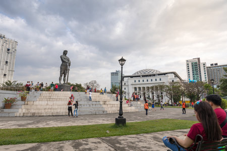 Manila, Philippines - Feb 4, 2018 : The Statue of the Sentinel of Freedom (Lapu Lapu Monument) in Rizal Park at the center of the Agrifina Circle, Manilaのeditorial素材